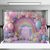 Lofaris Fancy Floral Rainbow Balloon Arch Wedding Backdrop